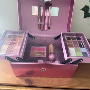 Ulta Beauty Pink Cosmetic Case with Eyeshadow Palettes & Brushes